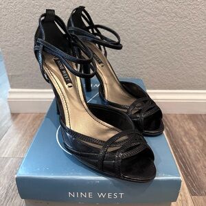 Nine West Jalessa Black Leather Heels